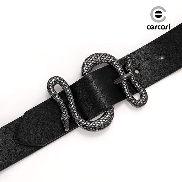 Cescosi Women Leather Belt With Snake Buckle Fashion Women Belt For Jeans😗 - Picture 7 of 8